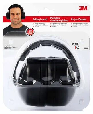 3M 25 dB Soft Foam Folding Earmuffs Black 1 pair (Pack of 5)