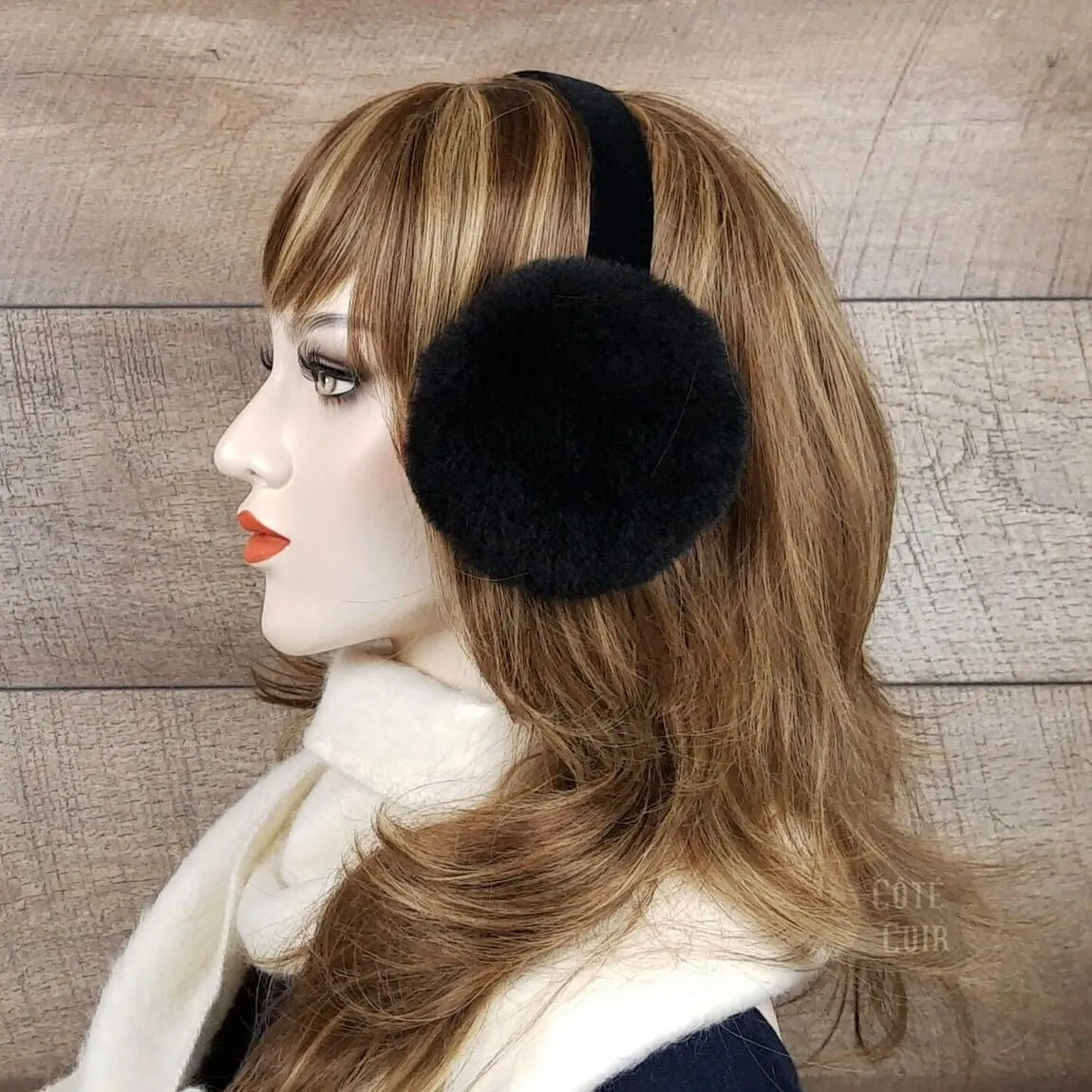 Black Shearling Earmuffs