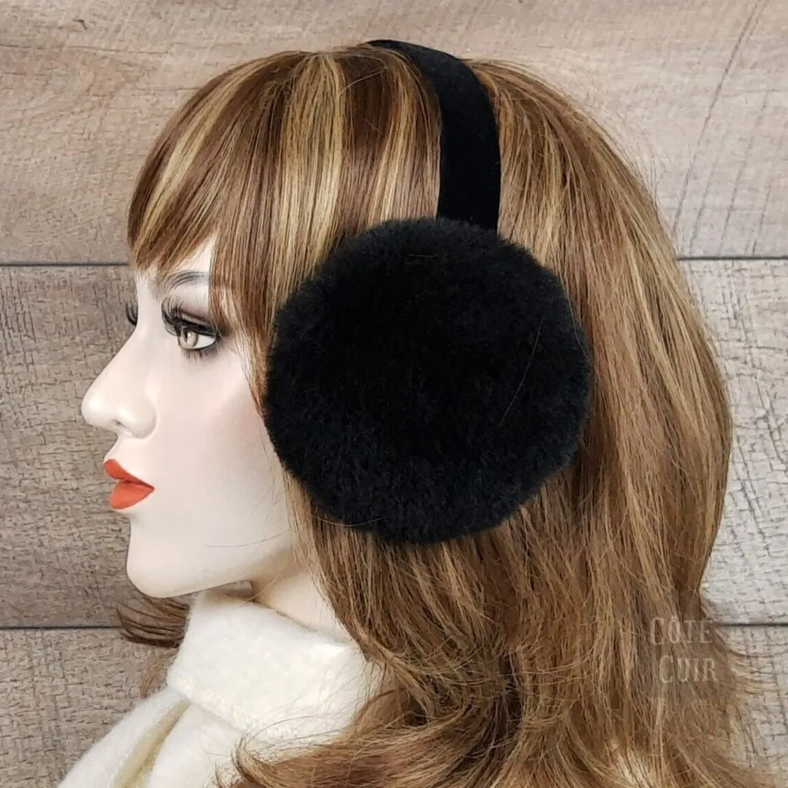 Black Shearling Earmuffs
