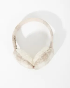 Burberry Grey Cashmere Nova Check Earmuffs