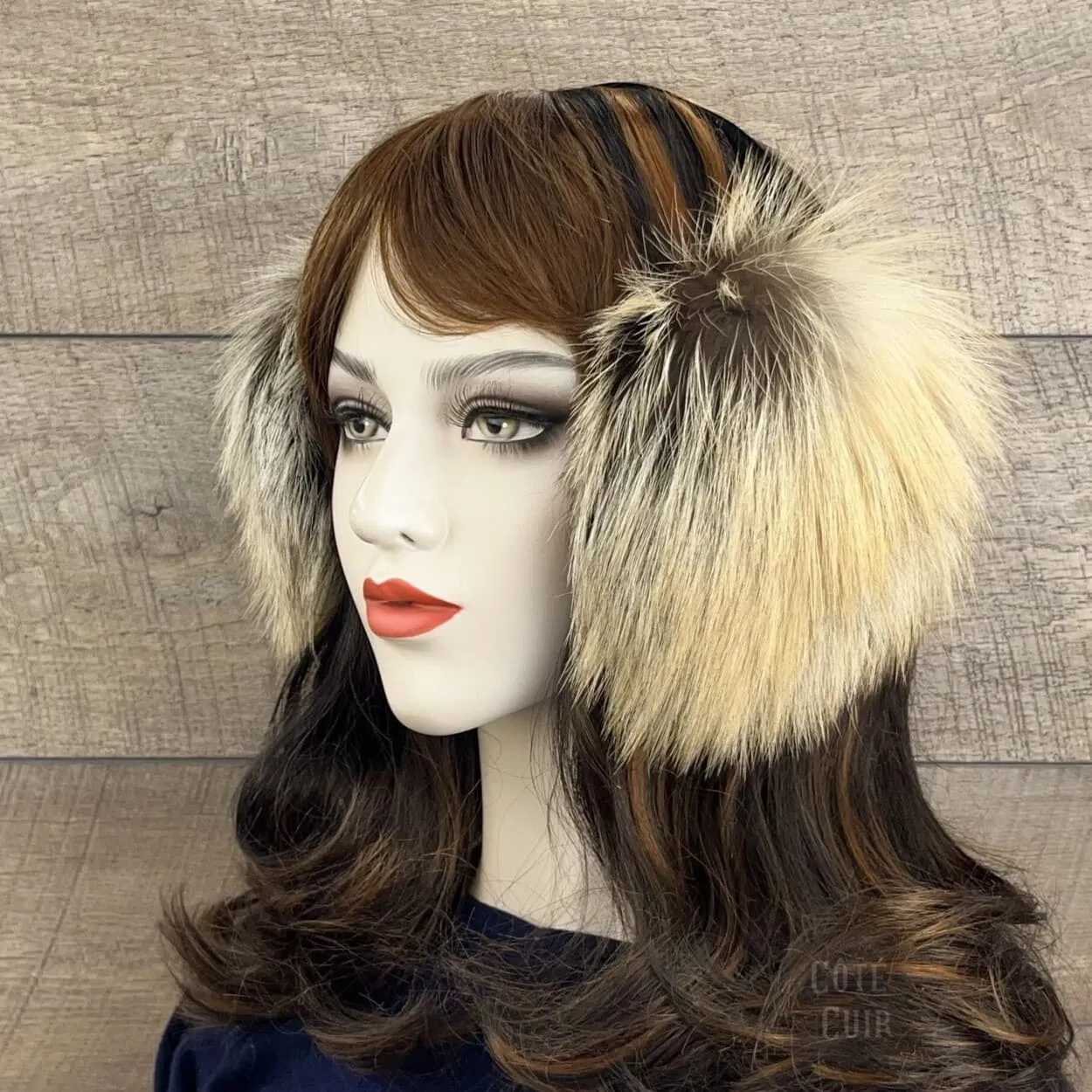 Cross Fox Fur Earmuffs