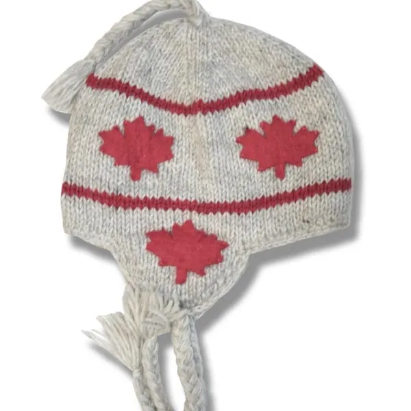 Earflap Hat/Tuque with Tassel for Men and Women. 100% Wool with Fleece Lining. handmade in Nepal.