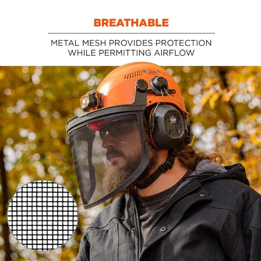 Ergodyne 60247 #8989 Gray Mesh Face Shield for Hard Hat & Safety Helmet