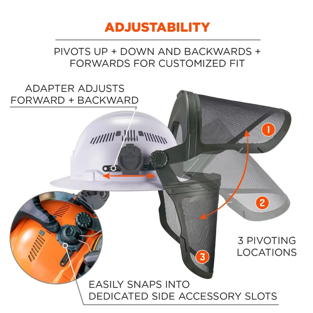 Ergodyne 60247 #8989 Gray Mesh Face Shield for Hard Hat & Safety Helmet