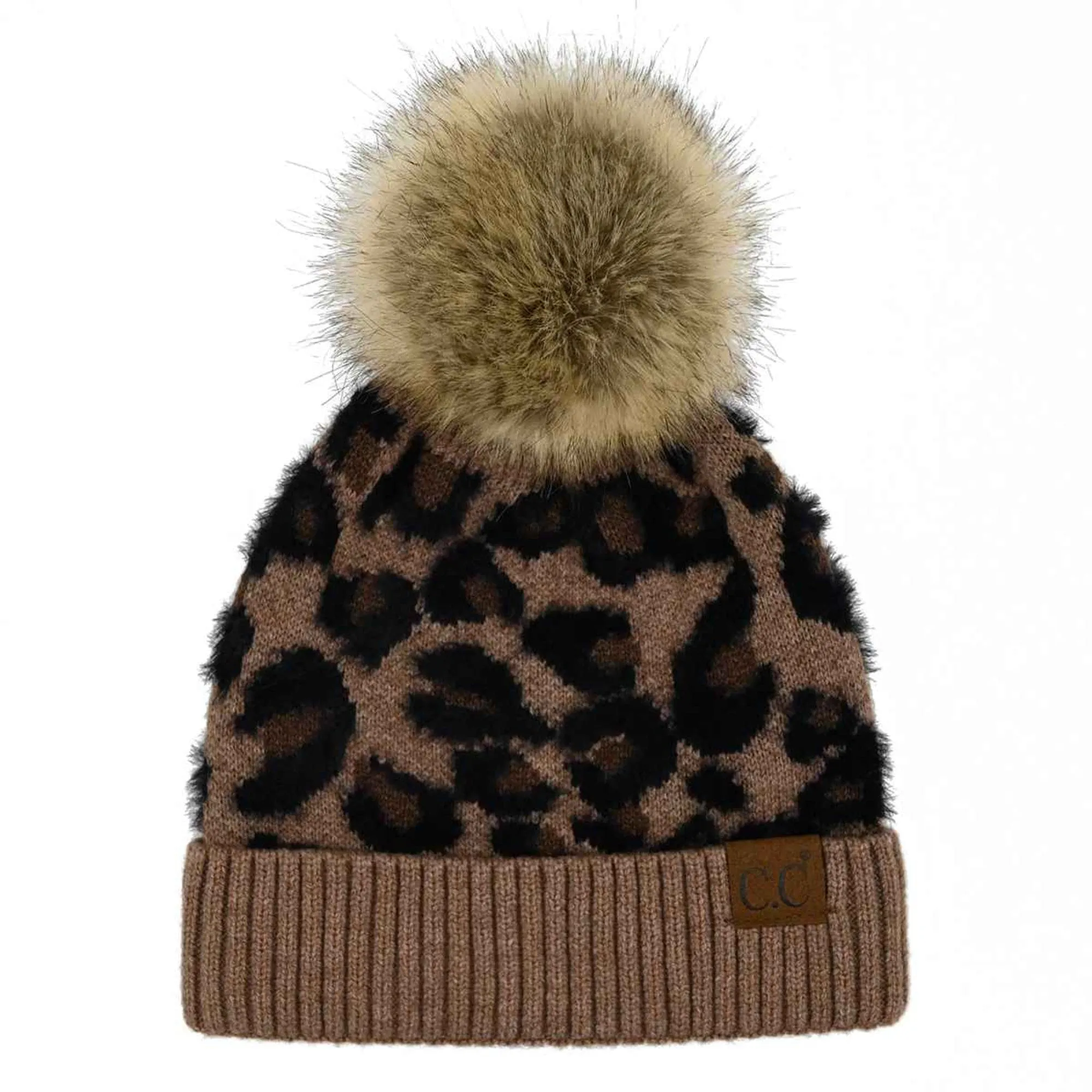 HAT2061 Harper Leopard Pom Beanie
