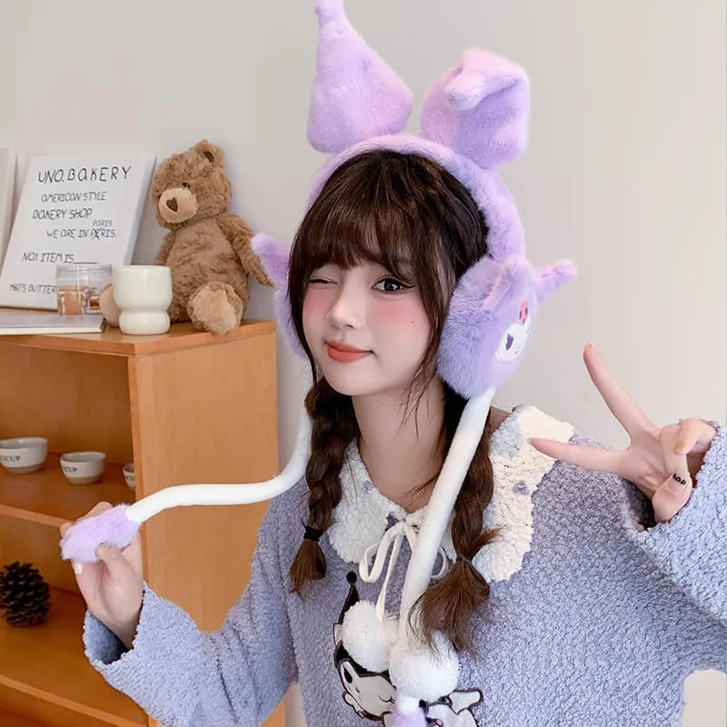 Kuromi Flap Dancing Ears Fluffy 3D Earmuffs