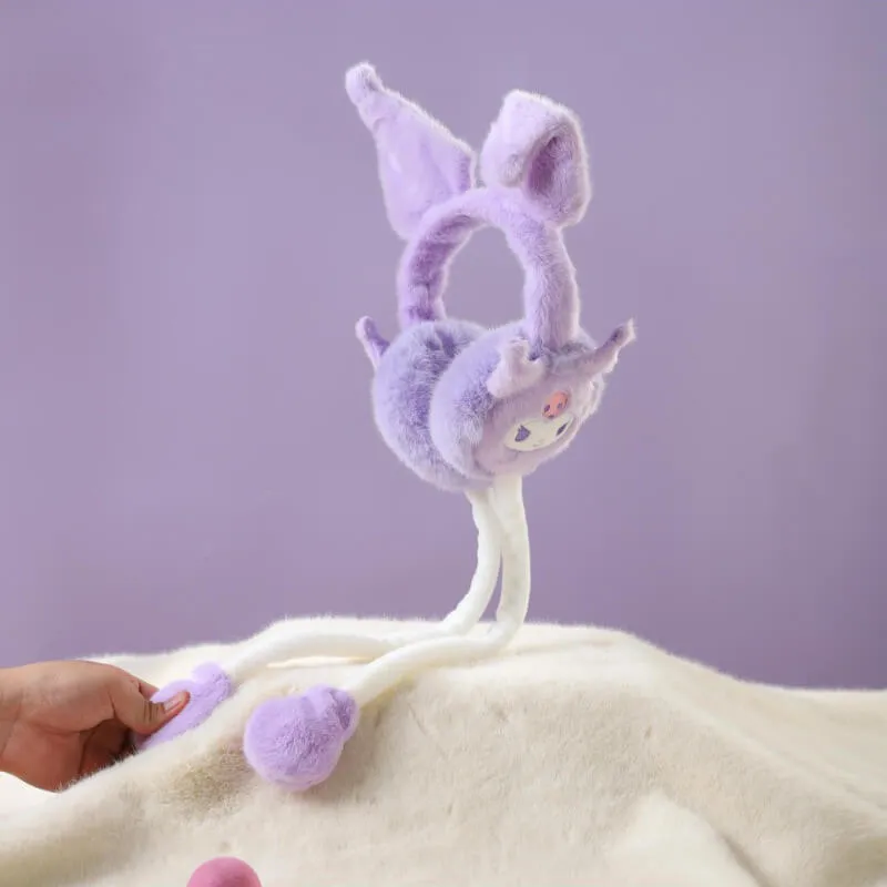 Kuromi Flap Dancing Ears Fluffy 3D Earmuffs