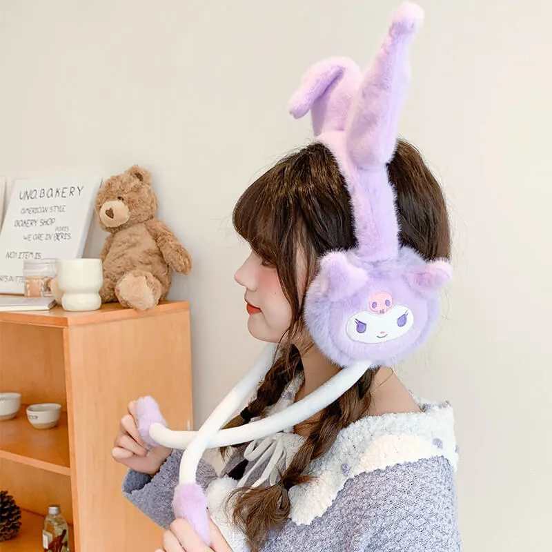 Kuromi Flap Dancing Ears Fluffy 3D Earmuffs