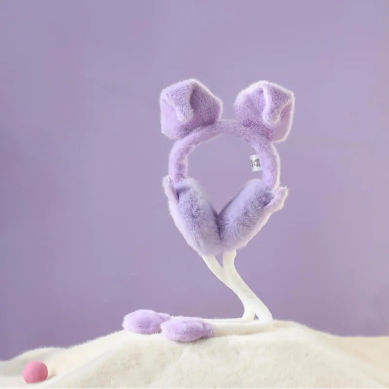 Kuromi Flap Dancing Ears Fluffy 3D Earmuffs