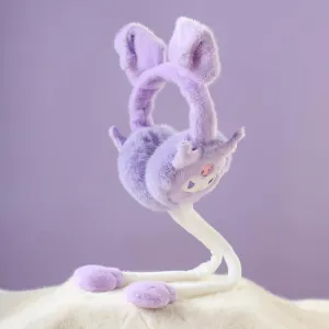 Kuromi Flap Dancing Ears Fluffy 3D Earmuffs