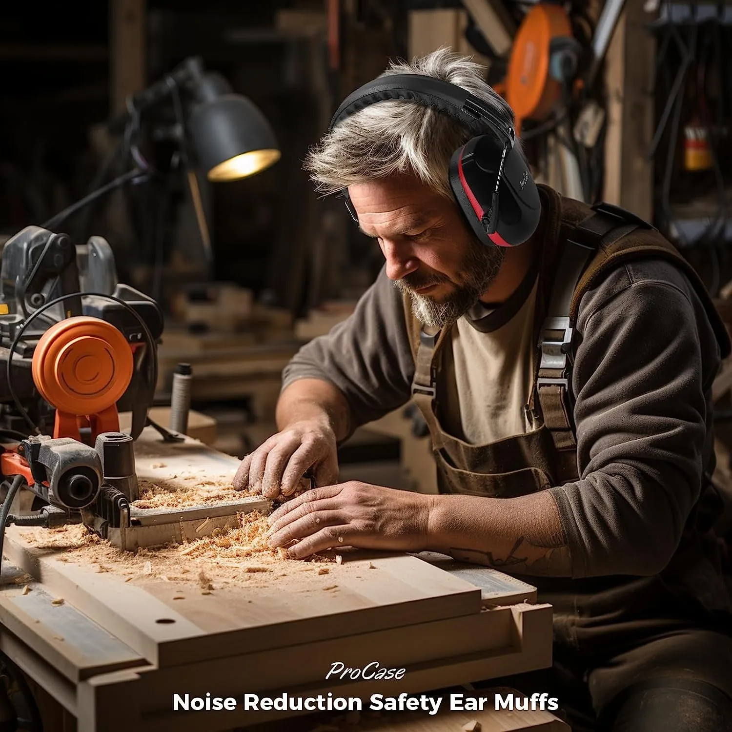 Procase Noise Reduction Ear Muffs, NRR 28Db Shooters Hearing Protection Headphones Headset, Professional Noise Cancelling Ear Defenders for Construction Work Shooting Range Hunting -Red