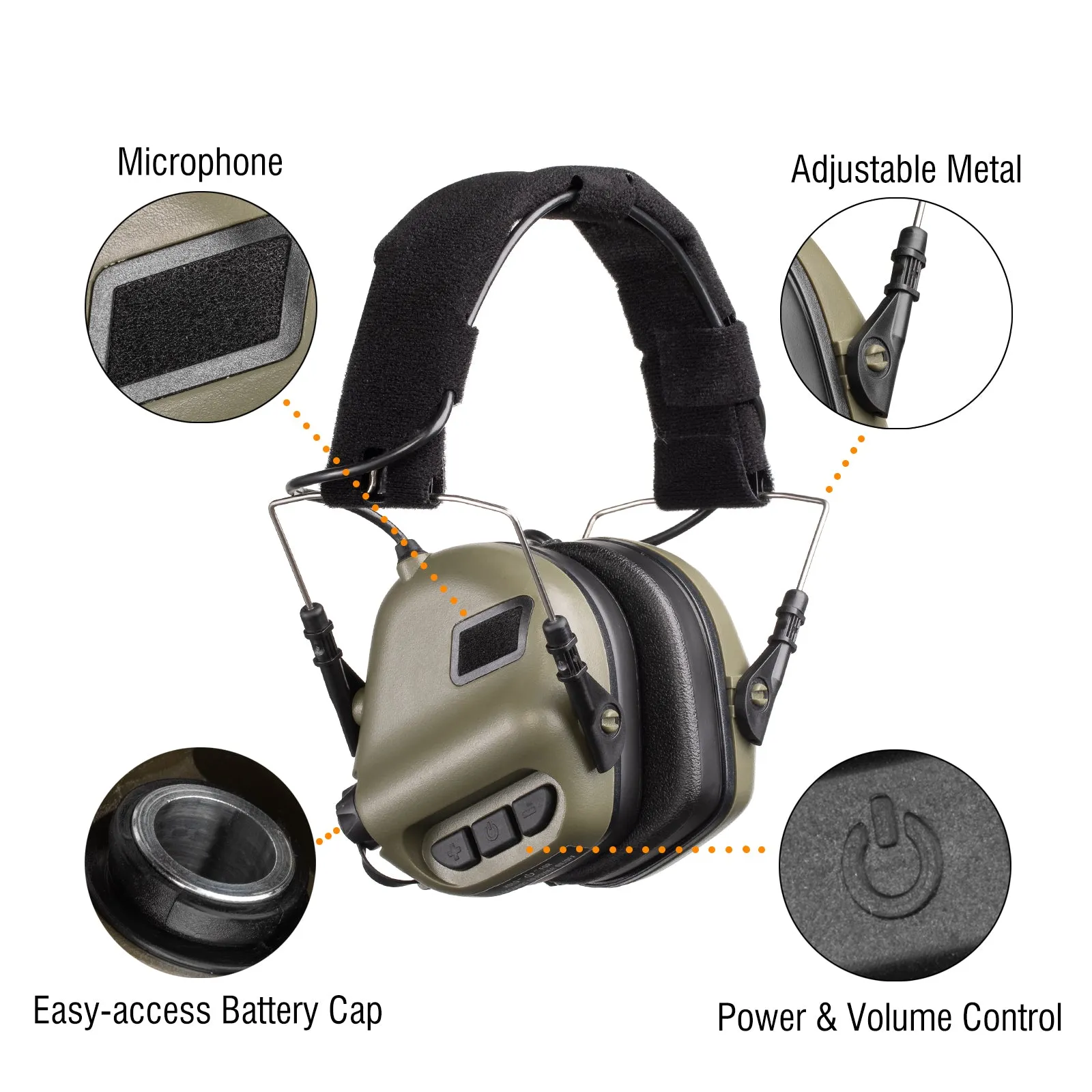 Raddy S22 Electronic Shooting Earmuffs | NRR 22dB Noise Canceling | Sound Amplification [DISCONTINUED]