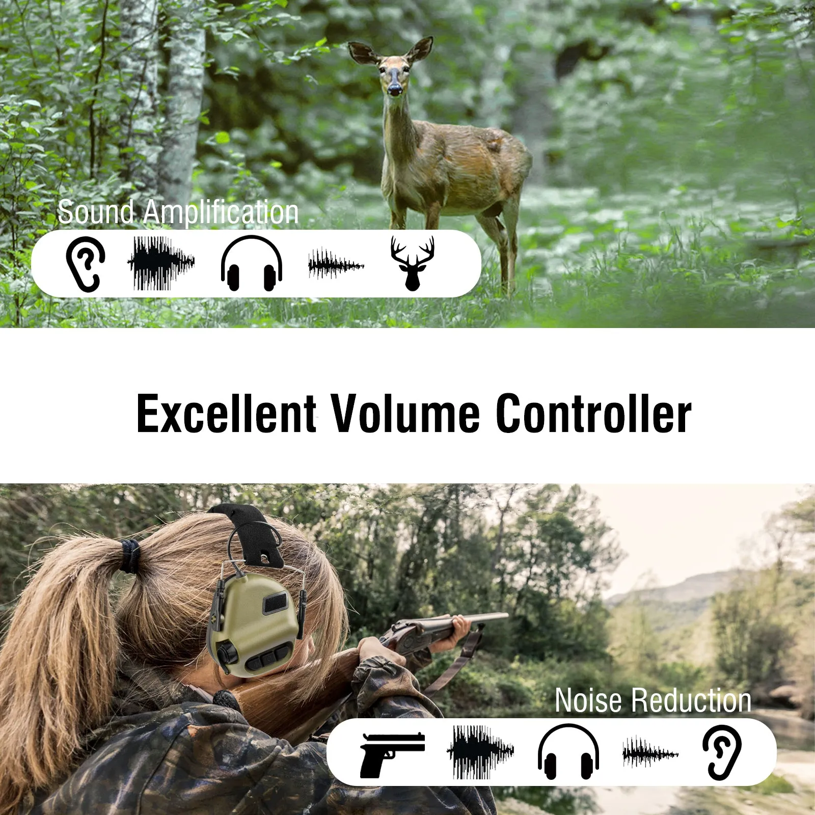 Raddy S22 Electronic Shooting Earmuffs | NRR 22dB Noise Canceling | Sound Amplification [DISCONTINUED]